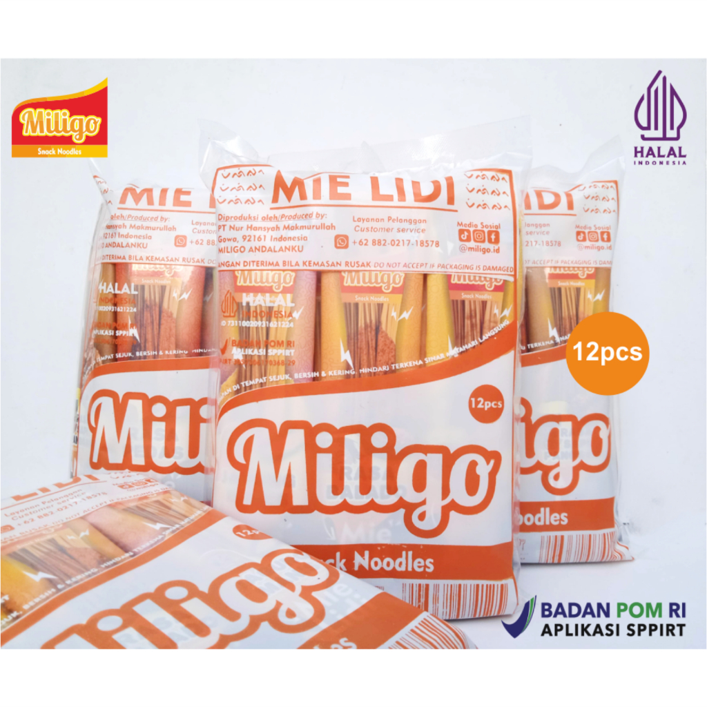 

Mie lidi gocok cemilan Andalan khas Bugis Makassar (Miligo 6gr 12pcs)