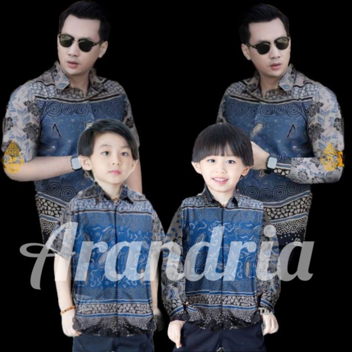 Kemeja Batik Anak Laki-Laki Lengan Panjang Batik Ayah dan Anak Cowok
