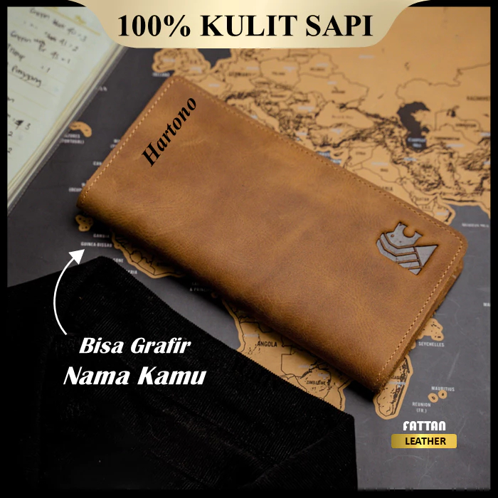 Dompet Kulit Asli Pria Original Branded 100% Premium Leather Wallet - Dompet Panjang GVN