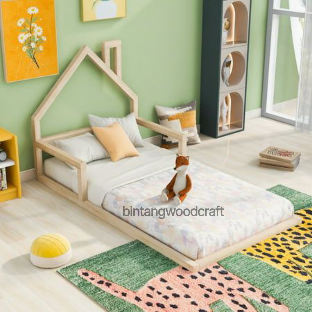 Tempat tidur dipan anak - dipan kasur anak kayu kuat - rangka tempat tidur