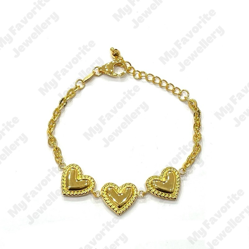 Gelang Fancy Love Tiga EMAS ASLI Kadar 700 16K 15cm-18.5cm