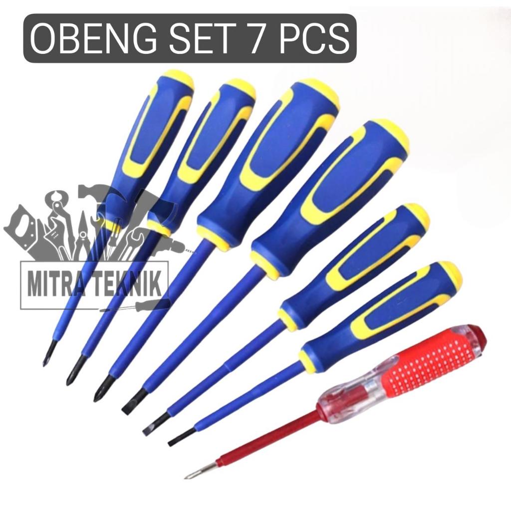 Obeng Listrik Set 7 Pcs Obeng Plus Minus Dan Tespen Obeng Set Obeng Tespen Set