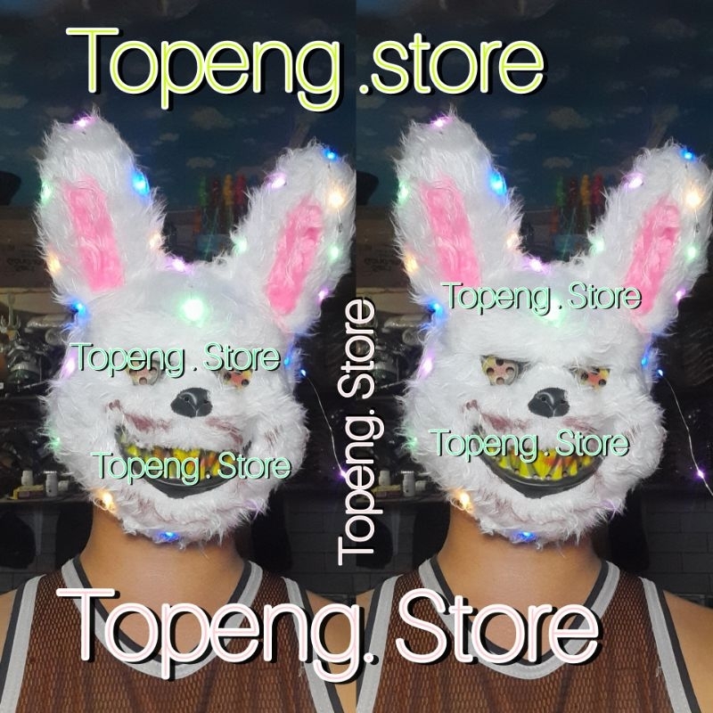 topeng kelinci rabbit psikopat led pelangi