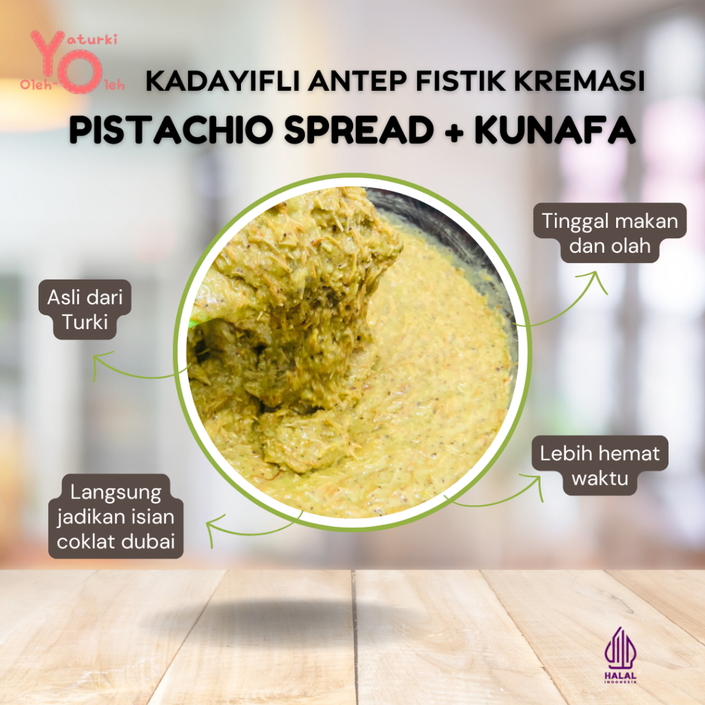 

NG Pistachio Spread + Kunafa, 100% pistachio asli dri Turki Hh Quality