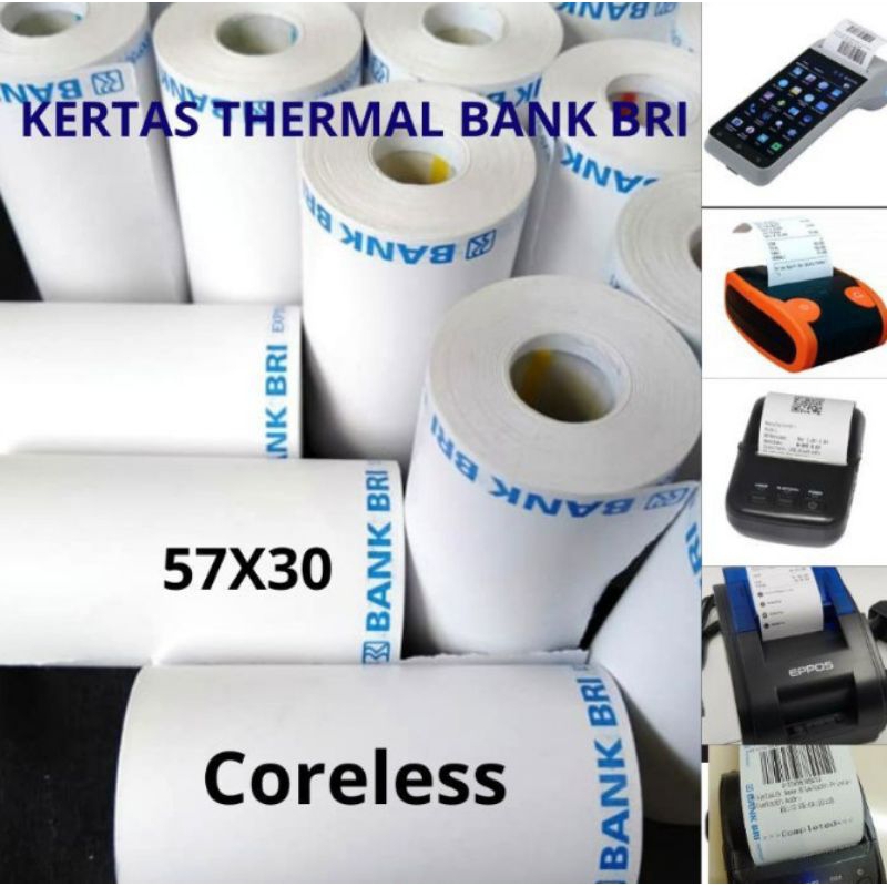 

Kertas struk kasir thermal EDC logo bank bri 57×31mm paket hemat 5Roll