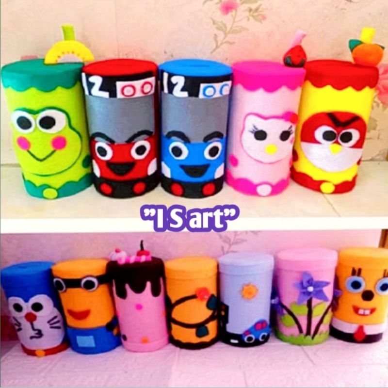 Celengan anak Karakter/kartun/Kroppi/Tayo/Doraemon/DLL/Kerajinan kain flanel/Aksesoris/Dekorasi/Hias