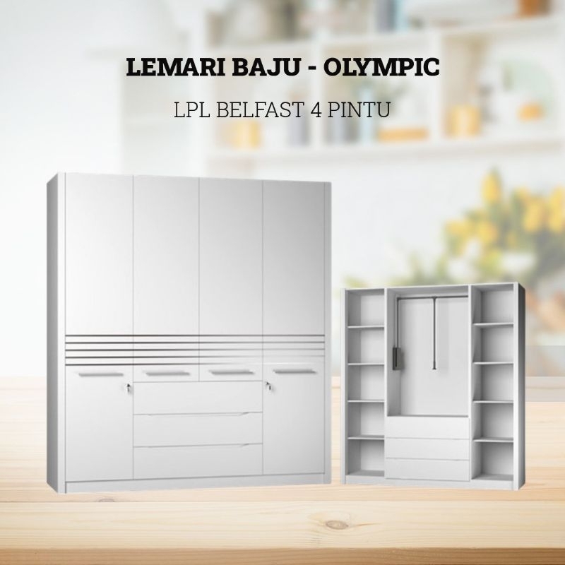 OLYMPIC Lemari Pakaian Baju 4 Pintu LPL BELFAST