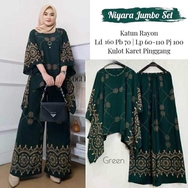 BATIK SETELAN WAKA NIYARA JUMBO SET Allsize hijau botol