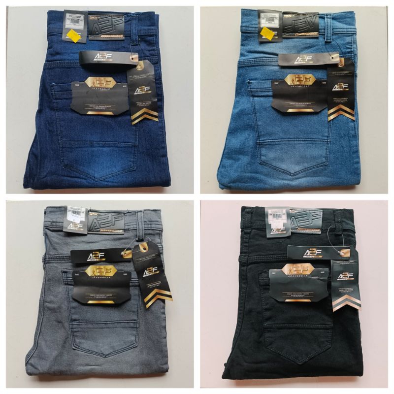 Celana Jeans Abu-abu biru dan Hitam slim pria ukuran 33 sampai 38