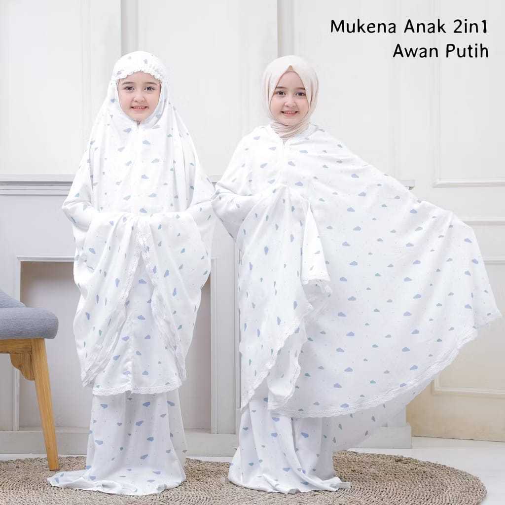 mukena putih anak tazbiya Exslusive|mukena anak 4 s/d 11 tahun | Mukena katun rayon anak | mukena an