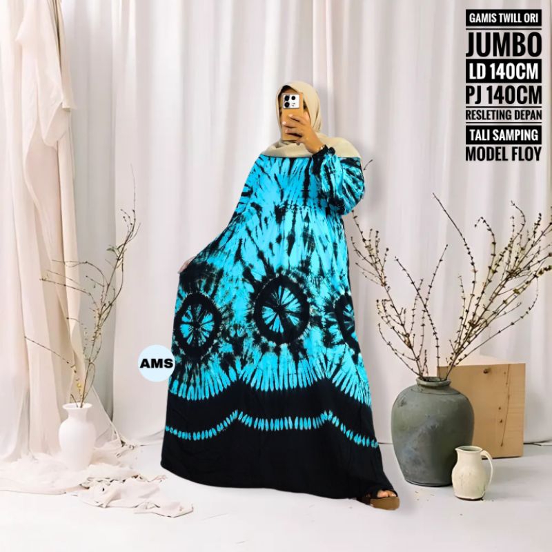 Gamis Twill Premium Ori Jumbo Ld 140cm Batik Altha MS Tebal Adem Daster Wanita Abstrak Dres Terbaru 