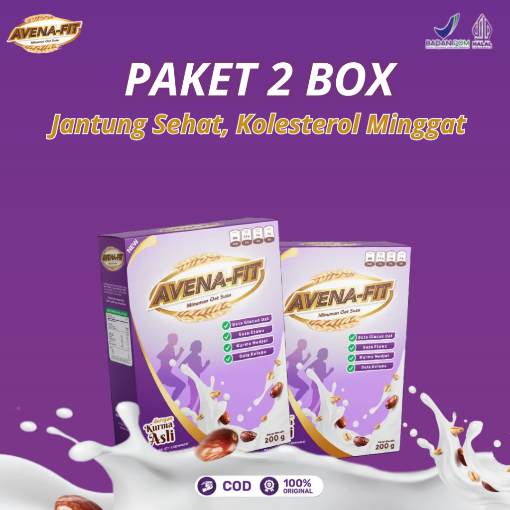 

Paket 2 Box Avena-Fit-Minuman Oat Sereal Menurunkan Resiko Penyakit Jantung Stroke dan Kolesterol Jahat | Avenafit Original 100% Halal & BPOM