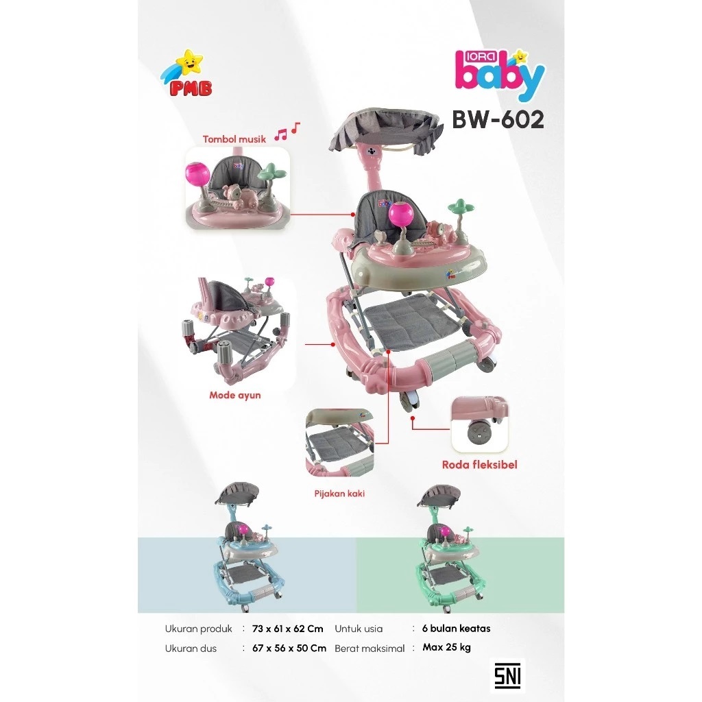 BABY WALKER IORA BW 602/BABY WALKER MURAH/APOLLO BAYI/BABY WALKER BISA AYUN/KADO NEWBORN