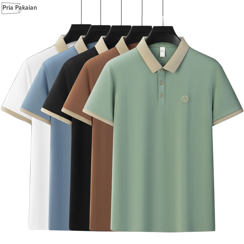 best deals kaos kerah pria knit shirt lengan pendek v neck polo shirt kaos polos kancing atasan pria
