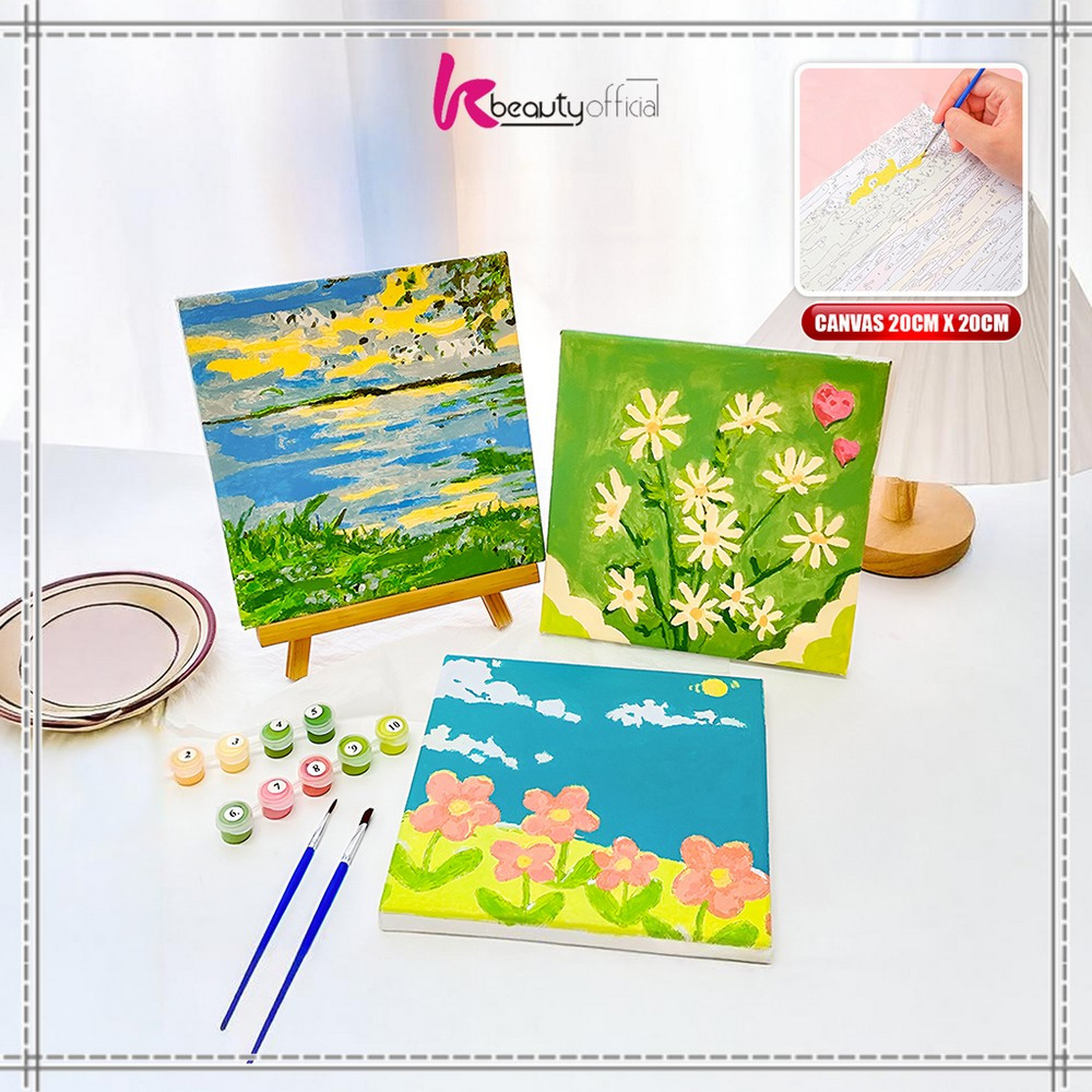 

KB-A110 Paint By Number Kit 20x20cm Kanvas Siap Lukis / DIY Canvas Acrylic Aesthetic / Diy Digital Painting Canvas Lukisan Bunga Pemandangan Wall Decoration