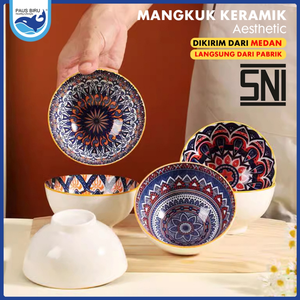 Paus Biru - [SNI]Mangkuk Keramik/mangkuk Keramik Satuan/hampers Mangkuk Keramik Cantik/mangkuk Korea