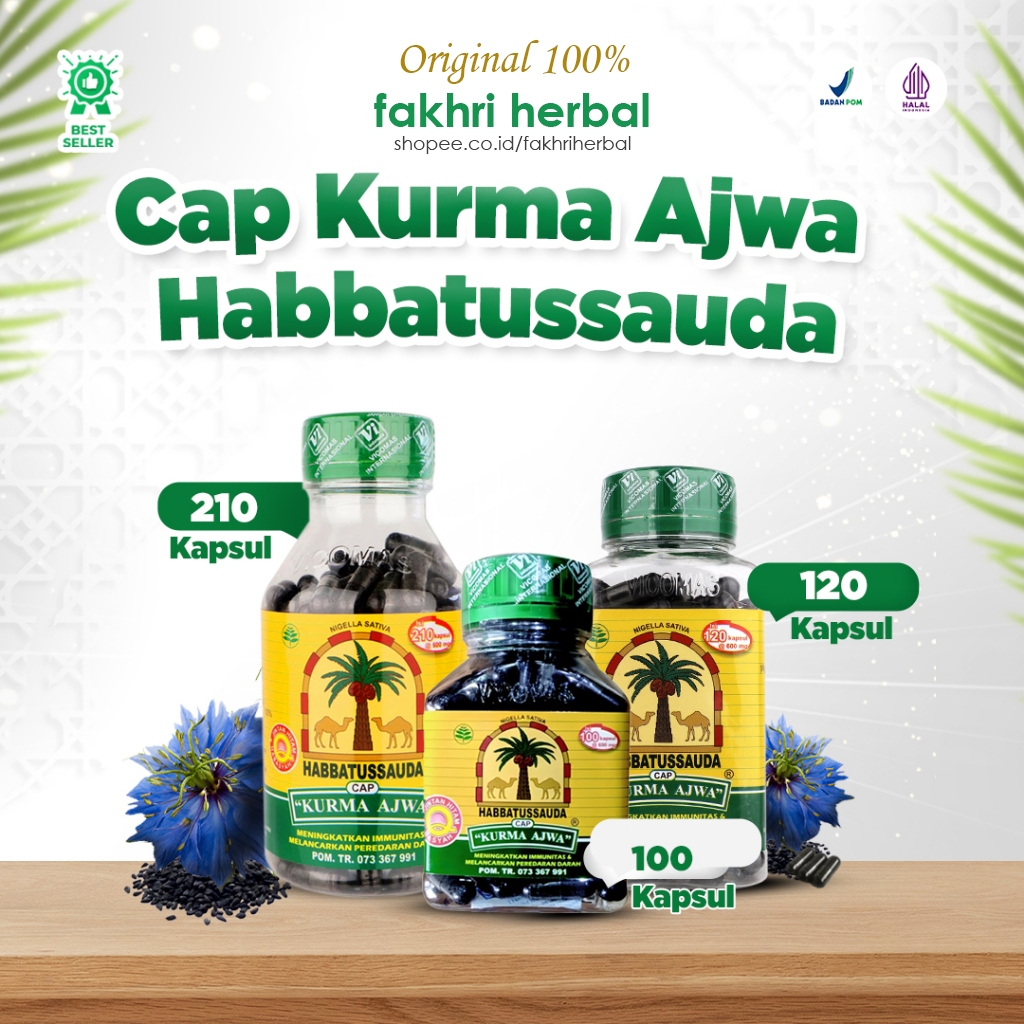CAP KURMA AJWA - Habbatussauda Cap Kurma Ajwa Habatusauda Original Asli Jintan Hitam Kapsul