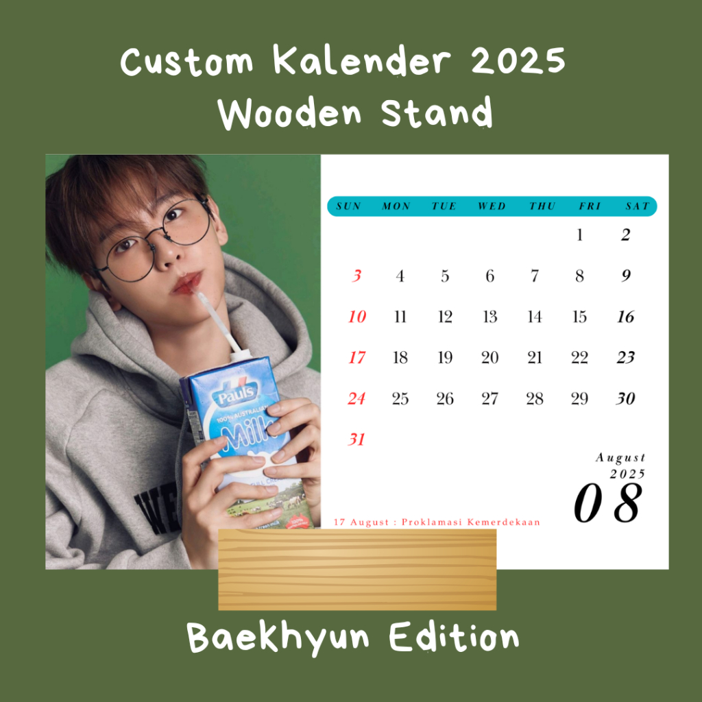 

Kalender 2025 Baekhyun Kalender Wooden Stande Kalender Meja Kpop Estetik + Hari Libur Nasional