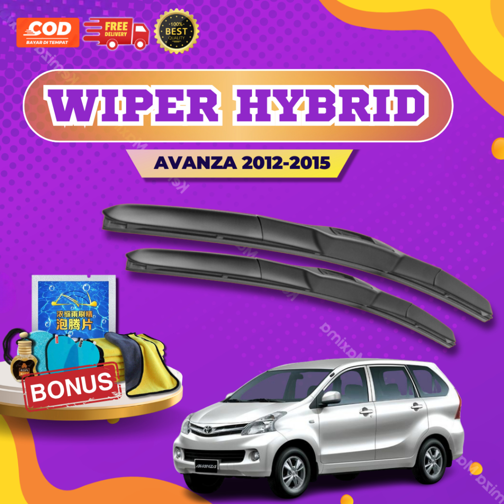 Wiper Mobil AVANZA 2012-2015 (20-14 INCI) - Wiper Mobil Hybrid Premium + Bonus Perawatan Mobil