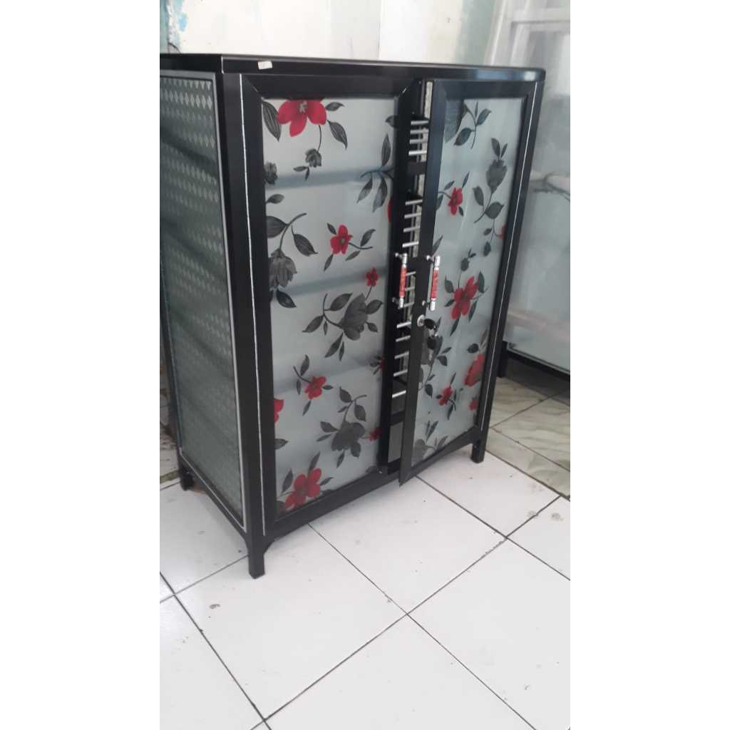 Rak Sepatu kaca Lemari Sepatu kaca Alumium, almini Tinggi 120 (5 sab, 6 lubang) / lemari sepatu