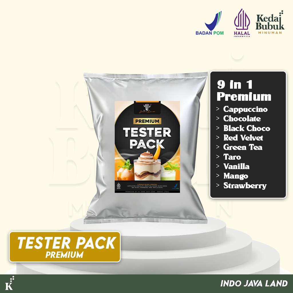 

Javaland Bubuk Minuman B. Tester Pack Premium 9 in 1 | Powder Drink Tester, Paket Tester Usaha minuman