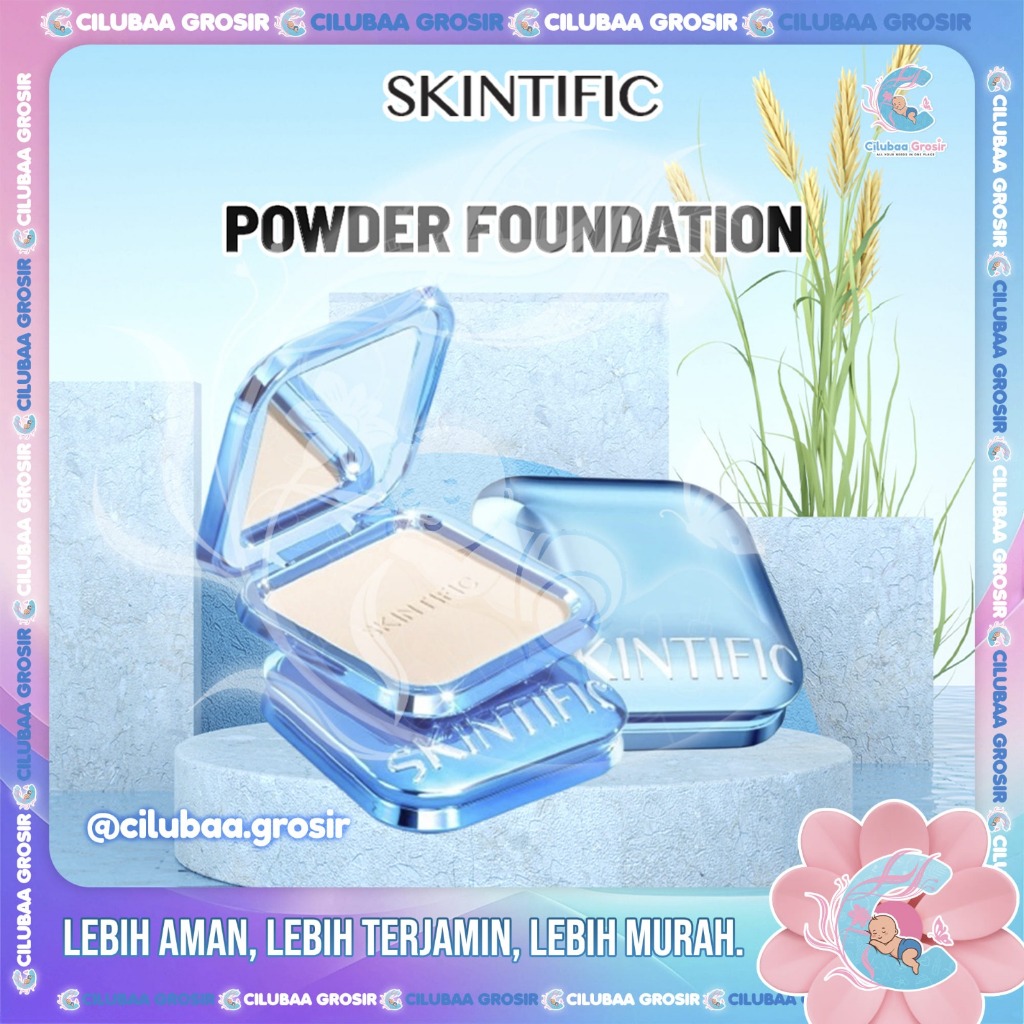 SKINTIFIC Ultra Cover Powder Foundation 9gr || Two Way Cake Pressed Powder Matte || Bedak Padat Comp