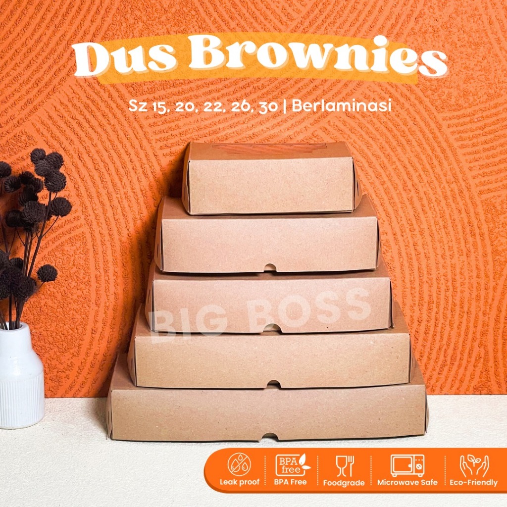 Box Brownies Laminasi / Dus Brownies Kraft / Dus Kue / Kemasan Brownies / Dus Brownis / Box Brownis 