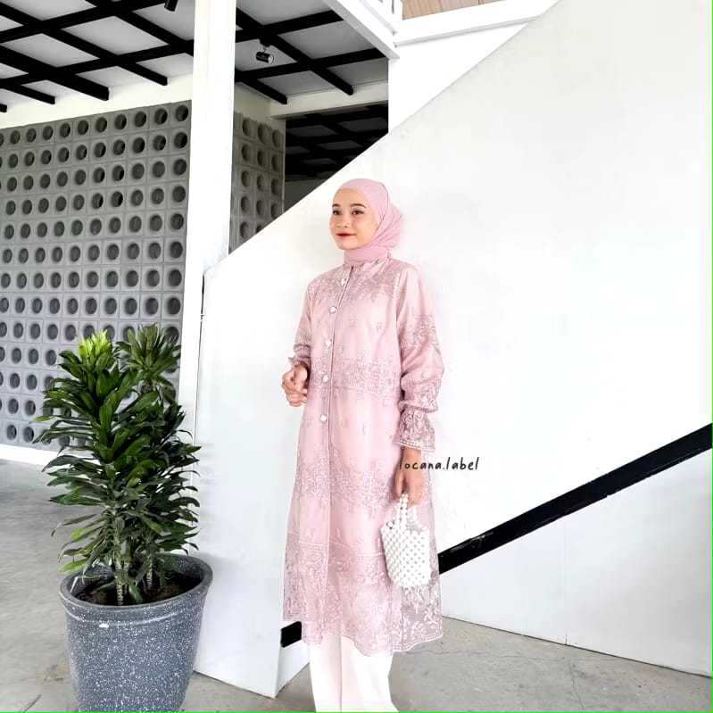 TERBARU ALUNA LONG TUNIK BUSUI FRIENDLY TUNIK BROKAT-ATASAN WANITA