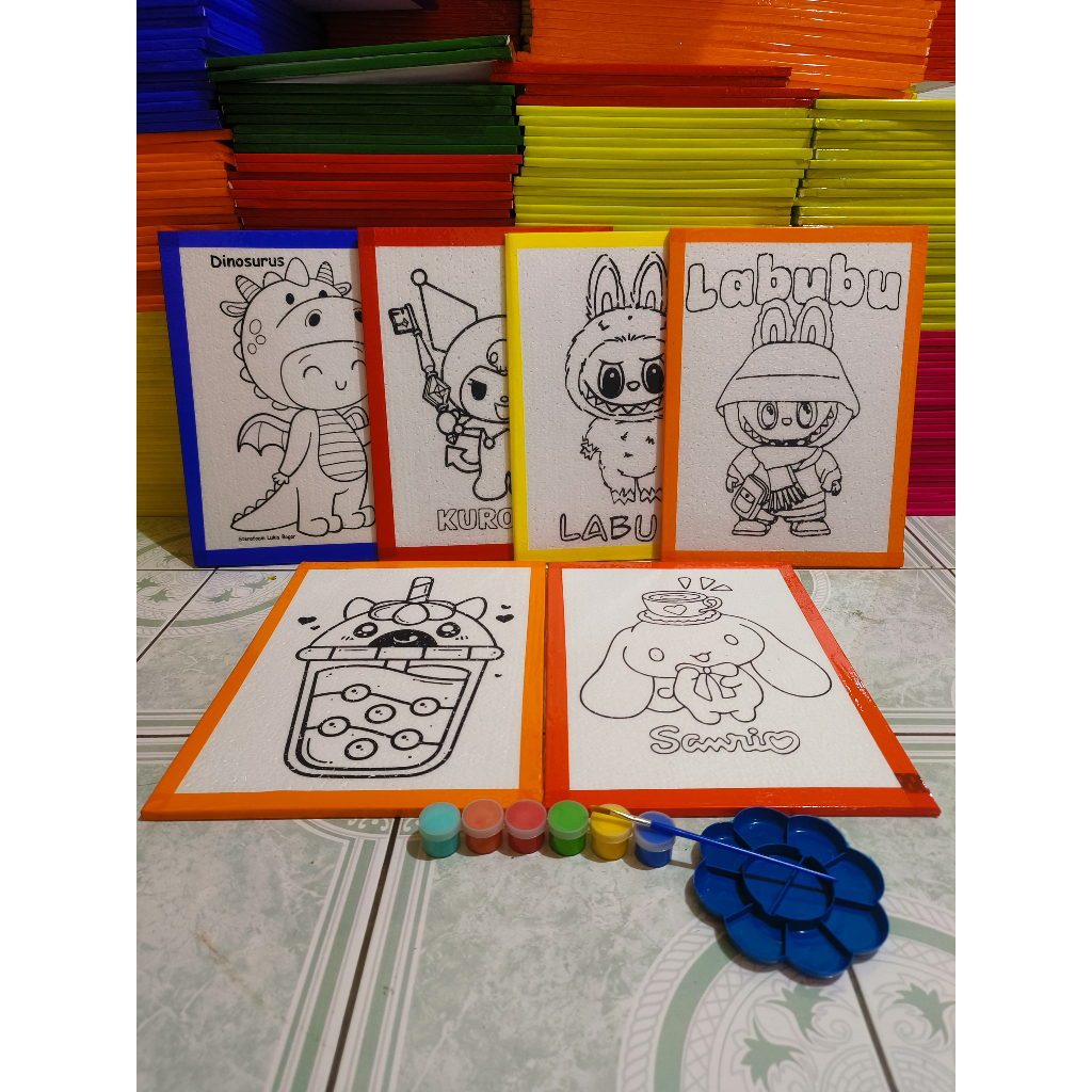 

paket lengkap 6 pcs sterofoam lukis 30x40x1 mewarnai styrofoam termurah belajar mewarnai