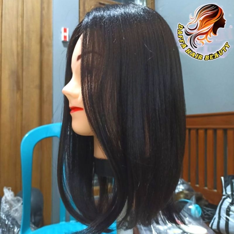Wig Toupee Wanita Lurus/Wig Penutup Uban wanita