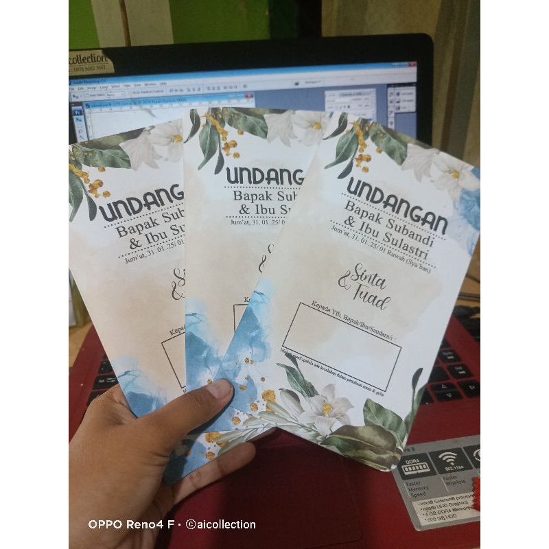 100PCS/ UNDANGAN NIKAHAN/UNDANGAN BIRU/UNDANGAN MURAH