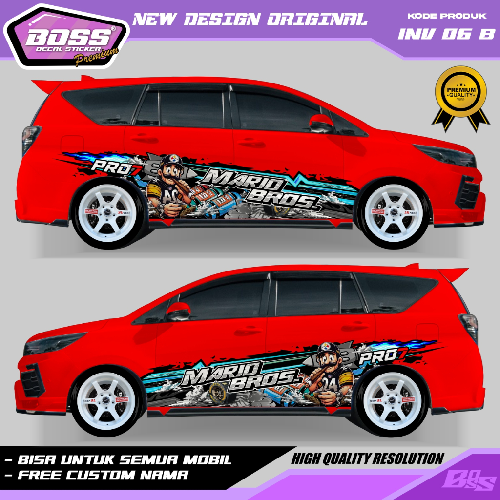 Flowbeeshop Inv06-Stiker Mobil Innova Avanza Xenia Sigra Calya-Stiker Decal Custom Nama Gratis Agya