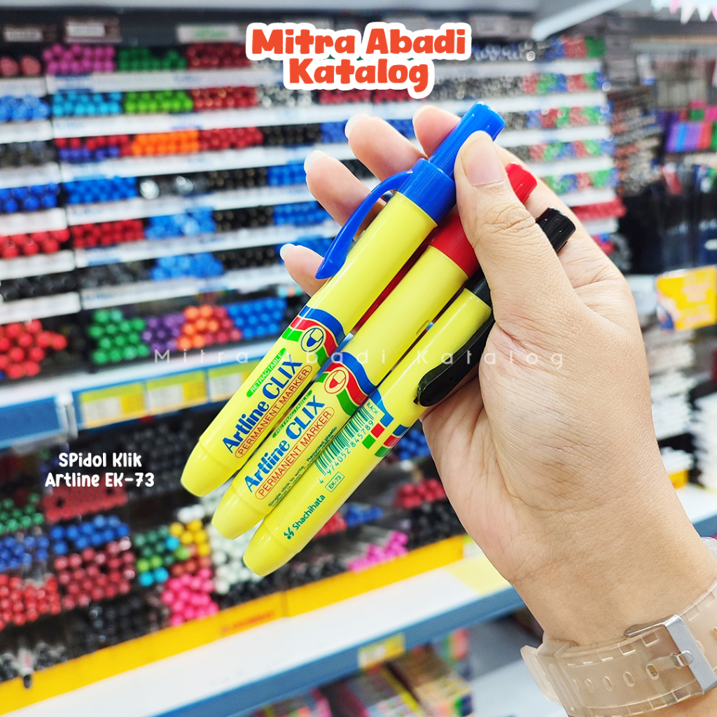 

(1 PCS) SPIDOL PERMANEN ARTLINE EK-73 / TEBAL 1,5 MM PERMANENT MARKER ARTLINE CLIX EK73 SPIDOL SEPIDOL DAPAT DI ISI ULANG TINTA HITAM BIRU MERAH HIJAU TAHAN AIR SPIDOL LEBAR PERMANENT TAHAN LAMA / MITRA ABADI KATALOG JOGJA