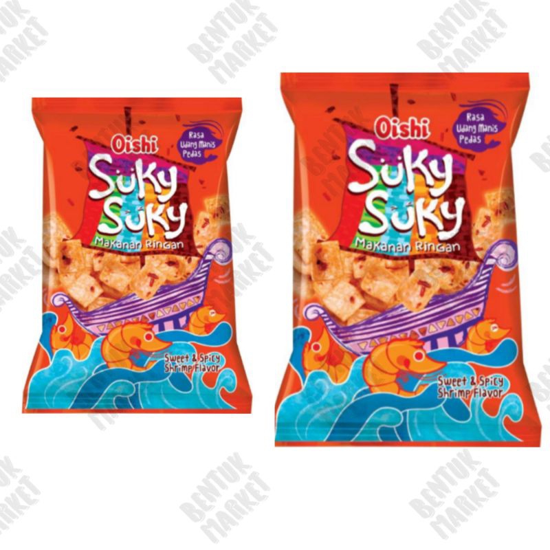 

Oishi Suky Suky Udang Manis Pedas 60gr / Cemilan Instan / Makanan Ringan