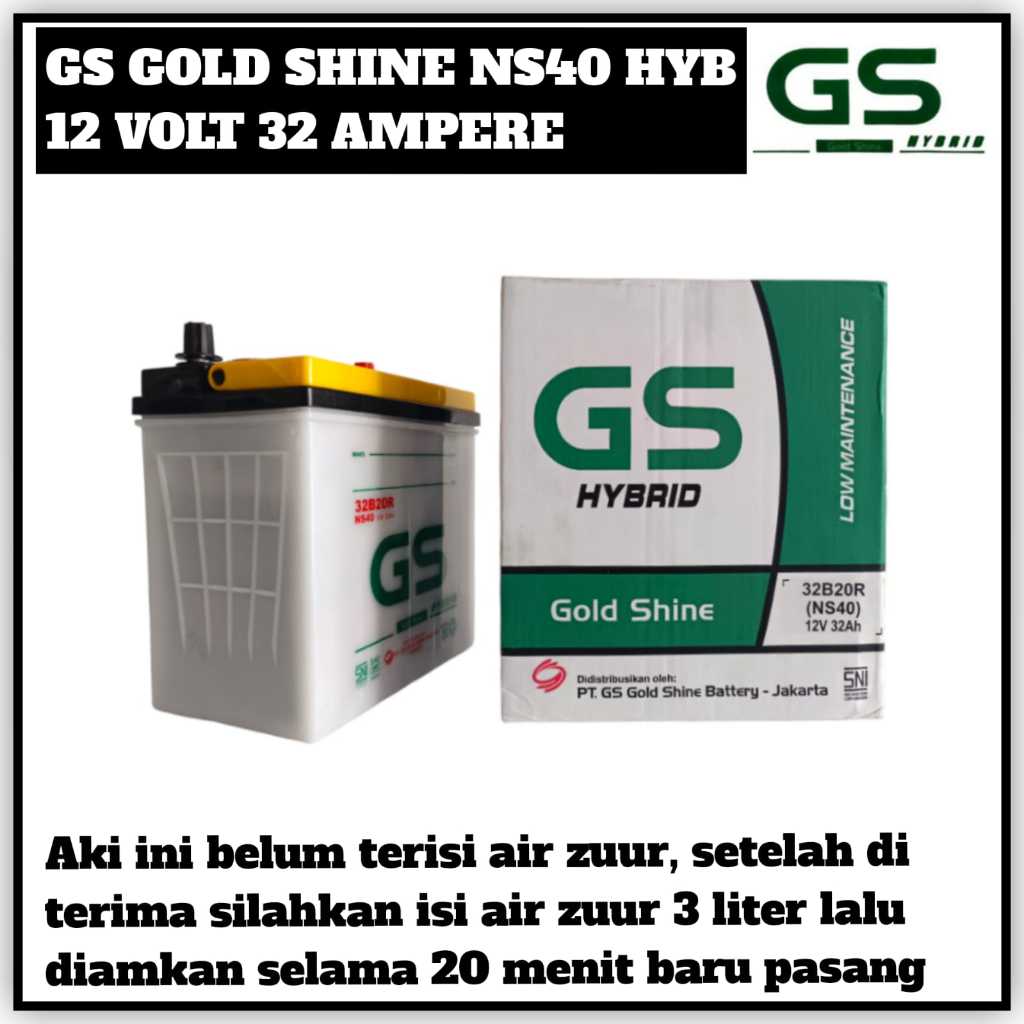 Aki Mobil Avanza/Rush/Espass/Terios/Xenia/Katana/Carry GS Gold Shine NS40 Hybrid 32 Ampere