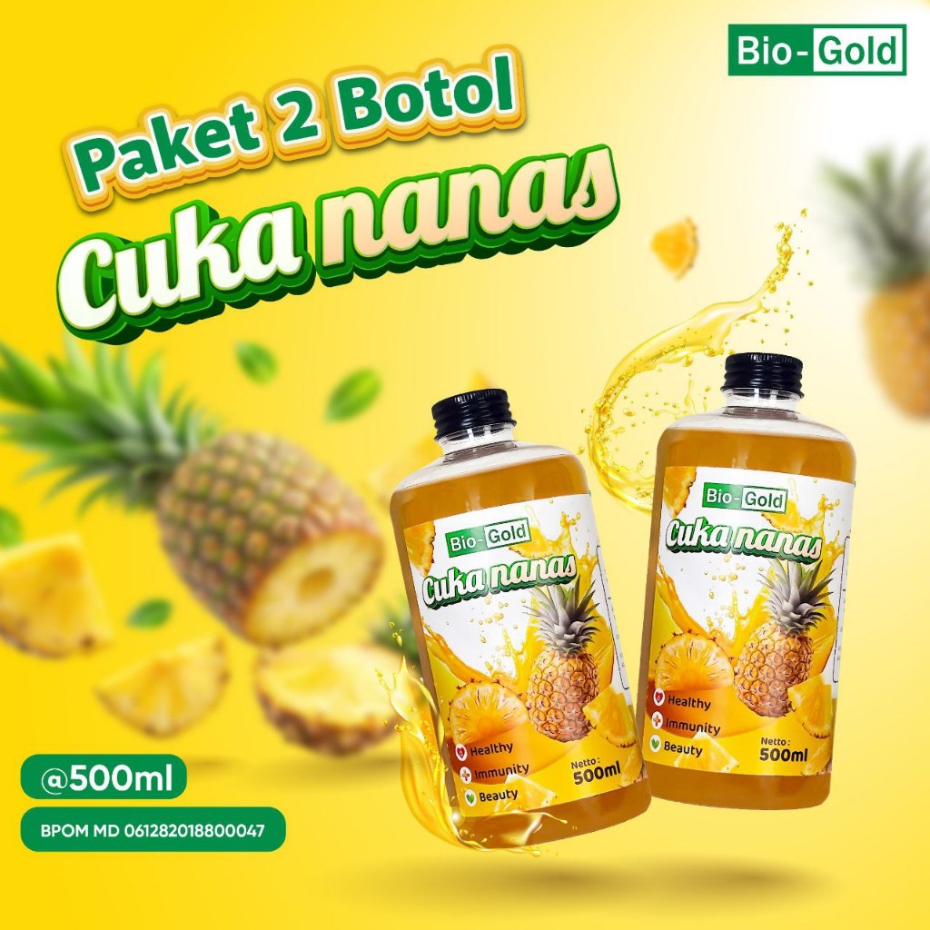 

Bundling 2 Botol Cuka Nanas Bio Gold Fermentasi Nanas 100% Original Cegah Diabetes dan Mengatasi Asam Urat terdaftar BPOM dan Halal MUI