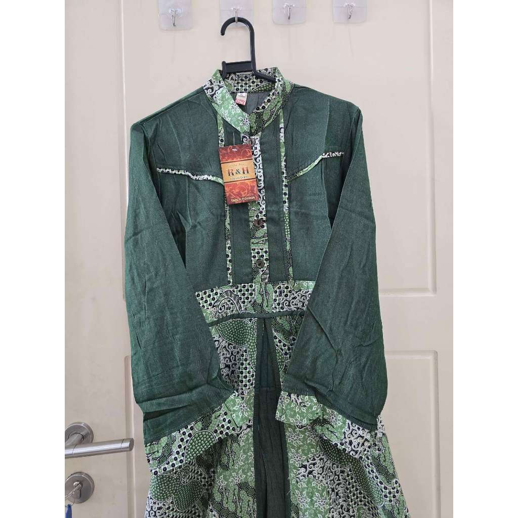 GAMIS BATIK WANITA KATUN KOMBINASI POLOS L-XL KUALITAS TERBAIK