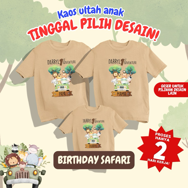 Atasan Kaos Anak Acara Ulang Tahun Ultah Couple Keluarga Family Custom Safari Binatang Zoo