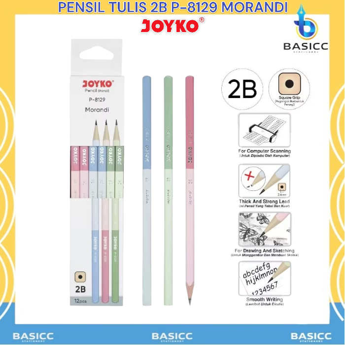 

Joyko Pensil Tulis 2B Morandi P-8129 | @12 Pencil
