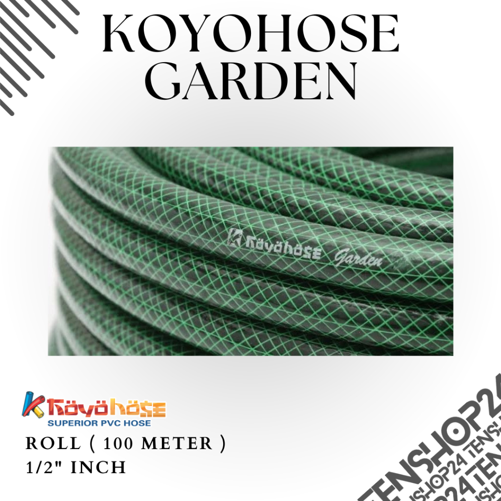 Selang Air Anti lumut Serat Benang Hijau 1/2" inch Merk KoyoHose 100 Meter ( Harga Per 100 Meter ) L