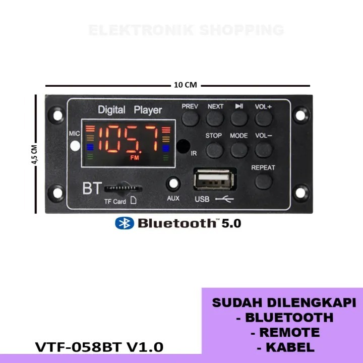 NEW Modul Kit Mp3 Bluetooth 5.0 kualitas jernih daya 12 volt RBU