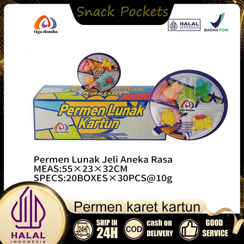 

Tiga domba Permen Lunak Pokemon Isi 30 pcs camilan permen Berbagai rasa Hadiah Anak-anak