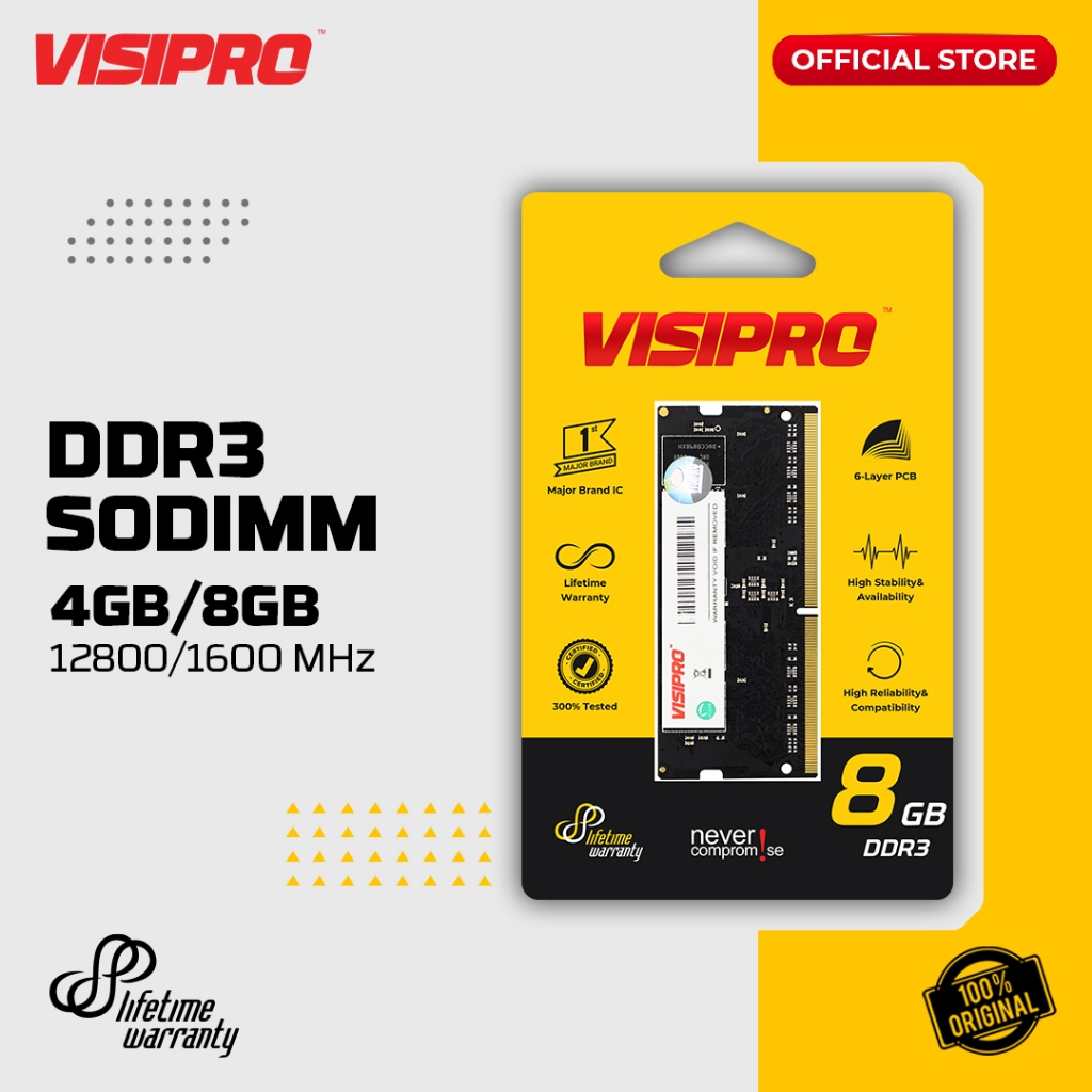 RAM Laptop DDR3 2GB/4GB/8GB PC 12800 Visipro