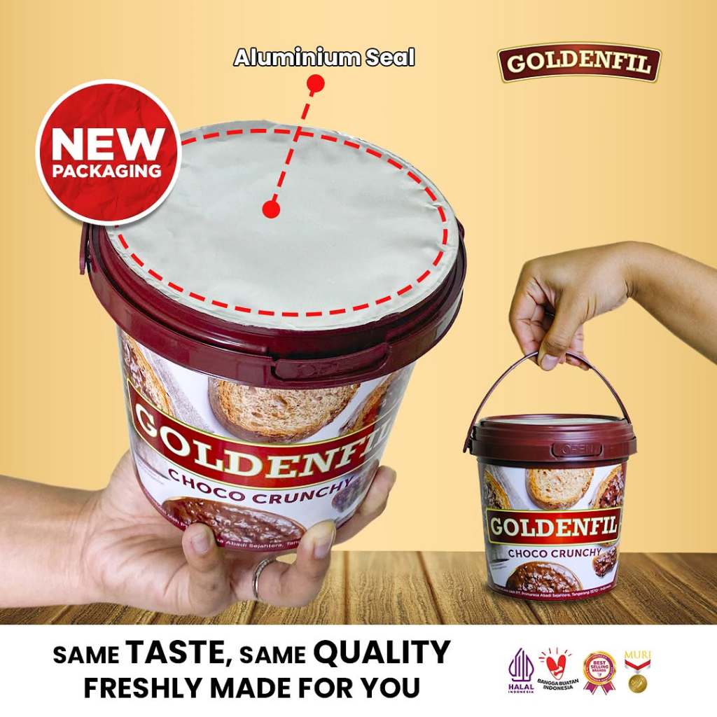 

Goldenfil Crunchy Selai Cokelat Renyah untuk Olesan Roti, Lapisan Kue, Isian Pastry, & Makanan Lain