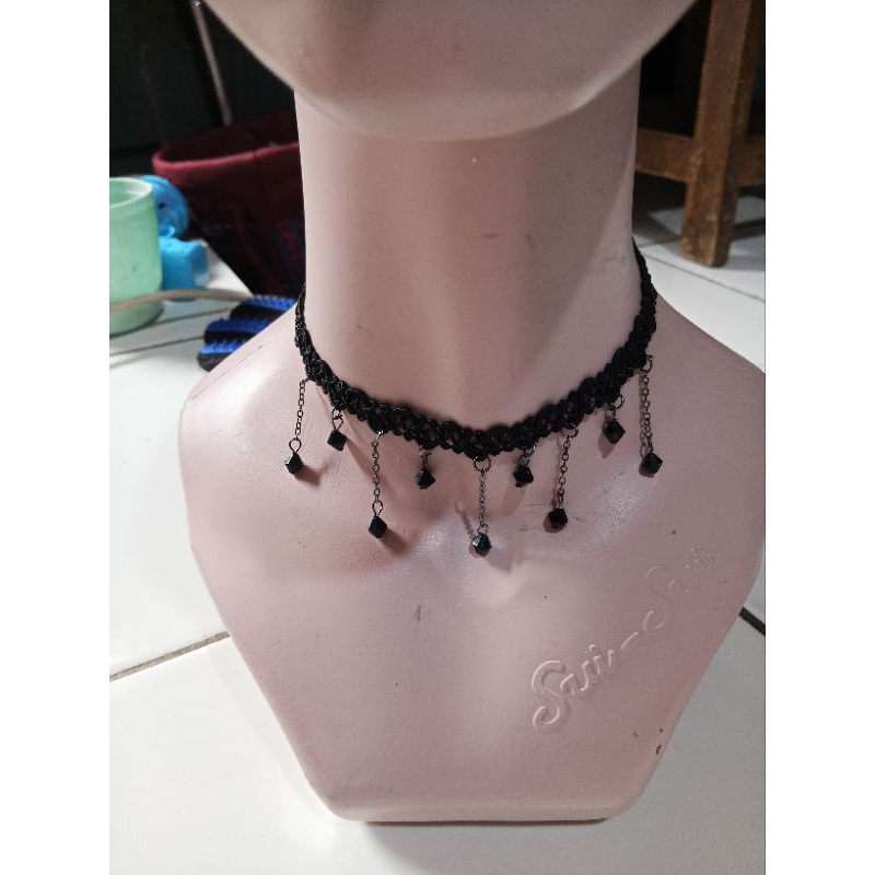 Kalung Choker Hitam Kalung Renda Lace Hitam