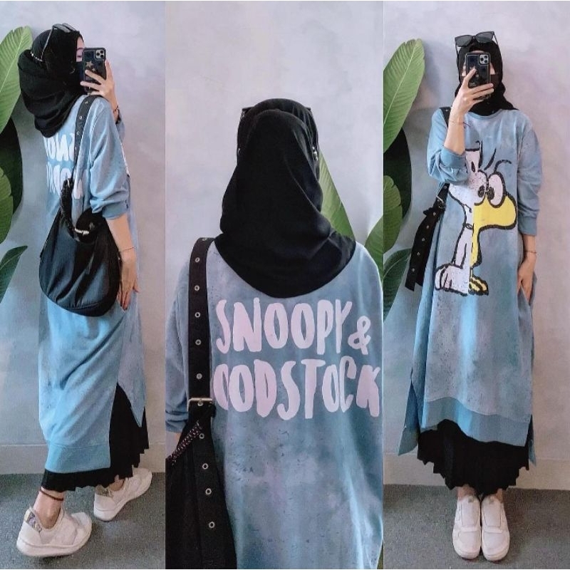 woodstock long tunik kaos import