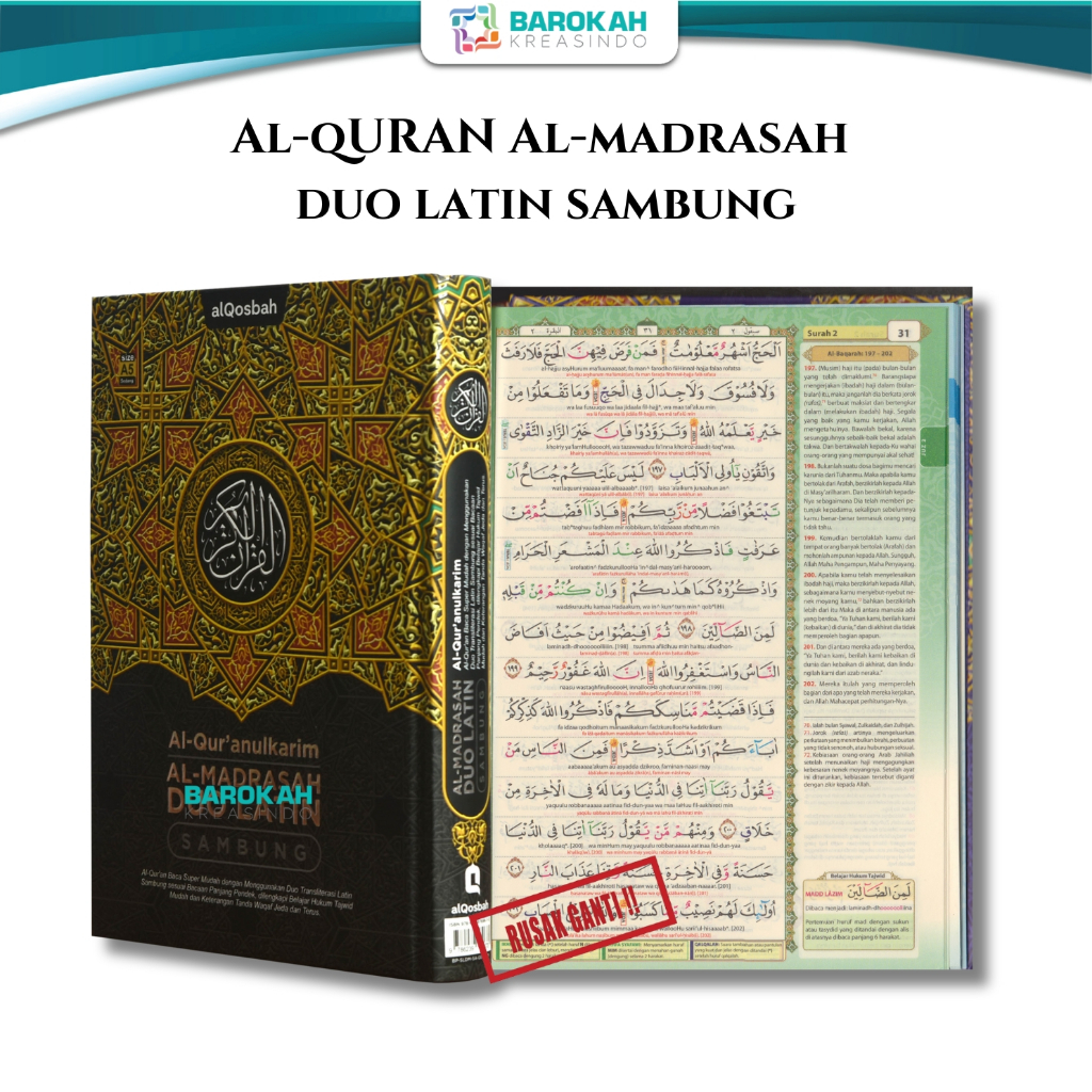 Mushaf Al Quran Duo Latin A5, Alquran Duo Latin Al Madarasah, Al Quran Tajwid, Al Quran Tajwid Dan T