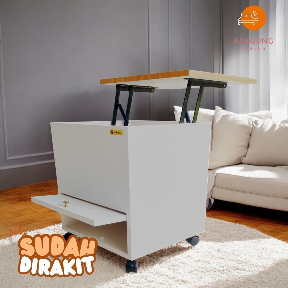 Nakas Penyimpanan Bedside Cabinet Pintu Lift Up - Nakas Penyimpanan Kaki Roda Minimalis - LIFIA-B6