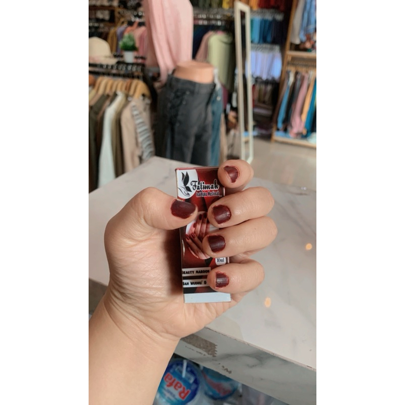 inai kuku muslimah maroon pancar muslim