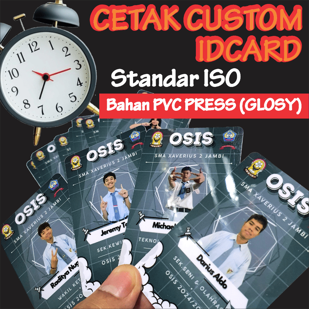 

Cetak Id card Bahan Pvc,kartu Member pake Poto dan barcode desain custome,name tag